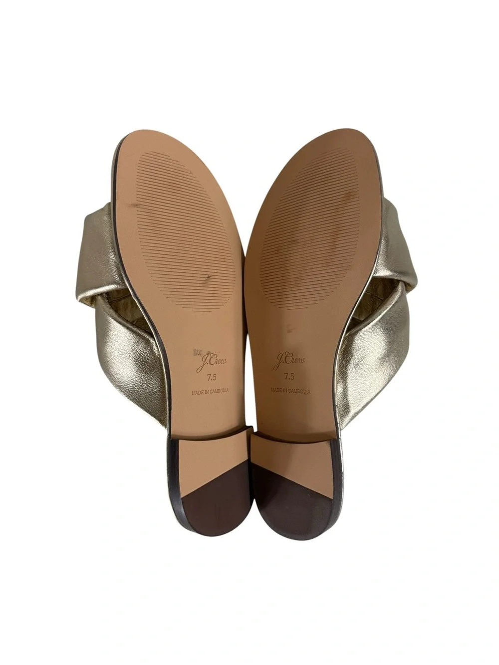 J. CREW Gold Metallic Slide Sandals for Women Size 7.5
